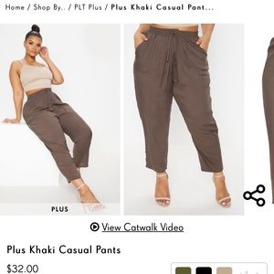 Plus Khaki Casual Pants